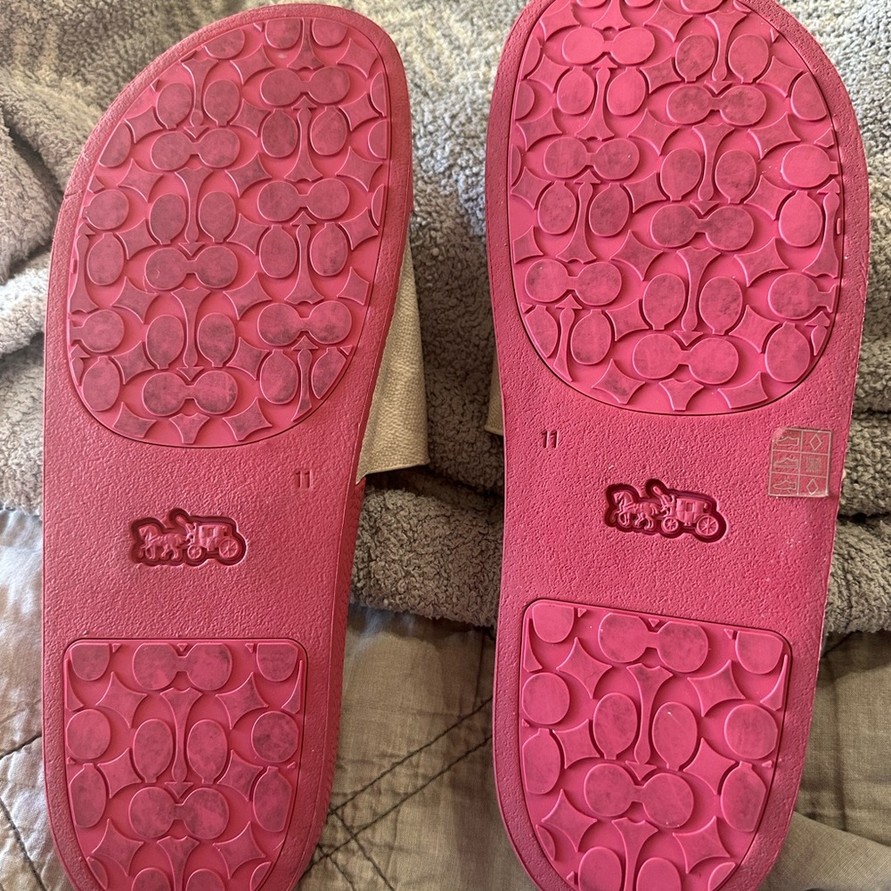 Coach Women's Pink and Cream Sandals - Picture 2 of 5